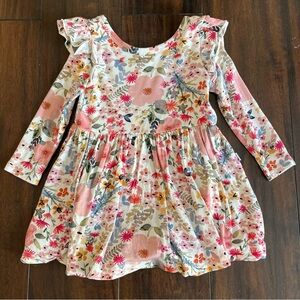 Little Sleepies mauve meadow bodysuit twirl dress